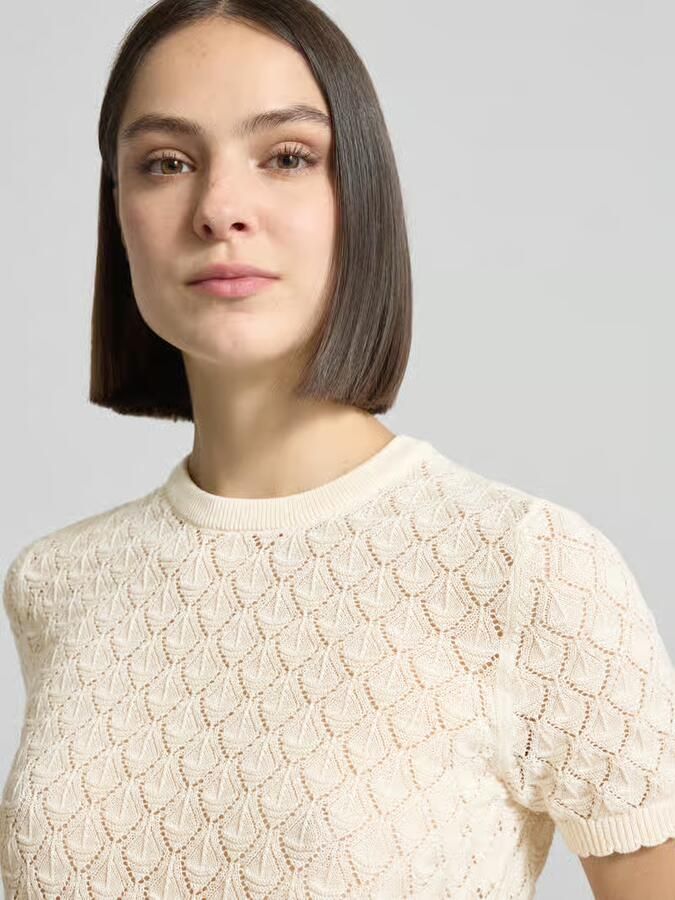 Jake*s Collection Gebreid shirt met ajourborduursel - Foto 2