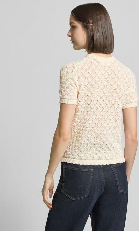 Jake*s Collection Gebreid shirt met ajourborduursel