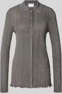 Jake*s Collection Gebreid shirt met polokraag en doorlopende knoopsluiting