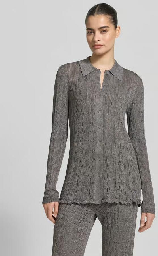 Jake*s Collection Gebreid shirt met polokraag en doorlopende knoopsluiting - Foto 2