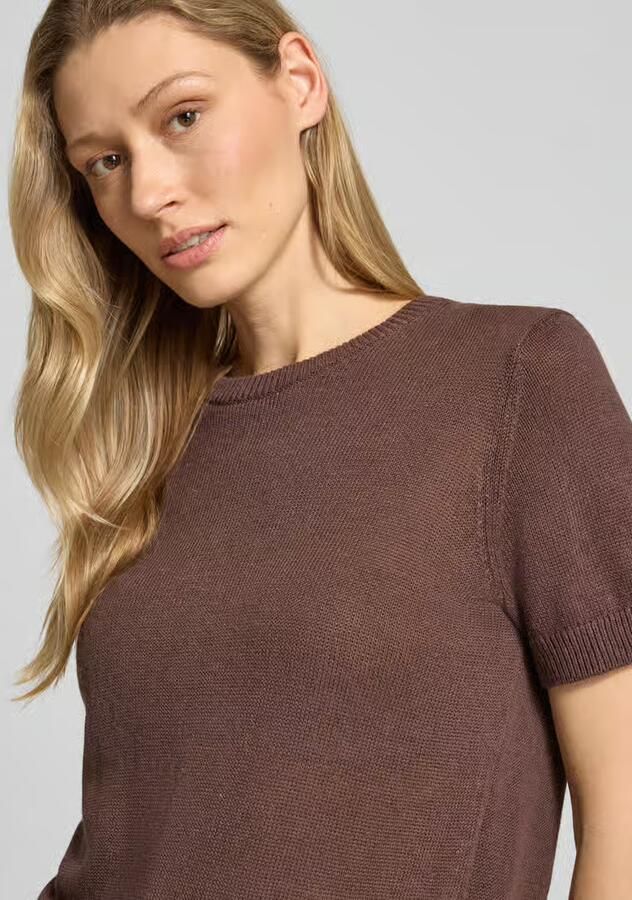 Jake*s Collection Gebreid shirt van linnenmix met ronde halsuitsnijding