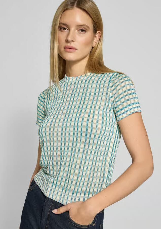 Jake*s Collection Gebreid shirt van Viscosemix in All-over look