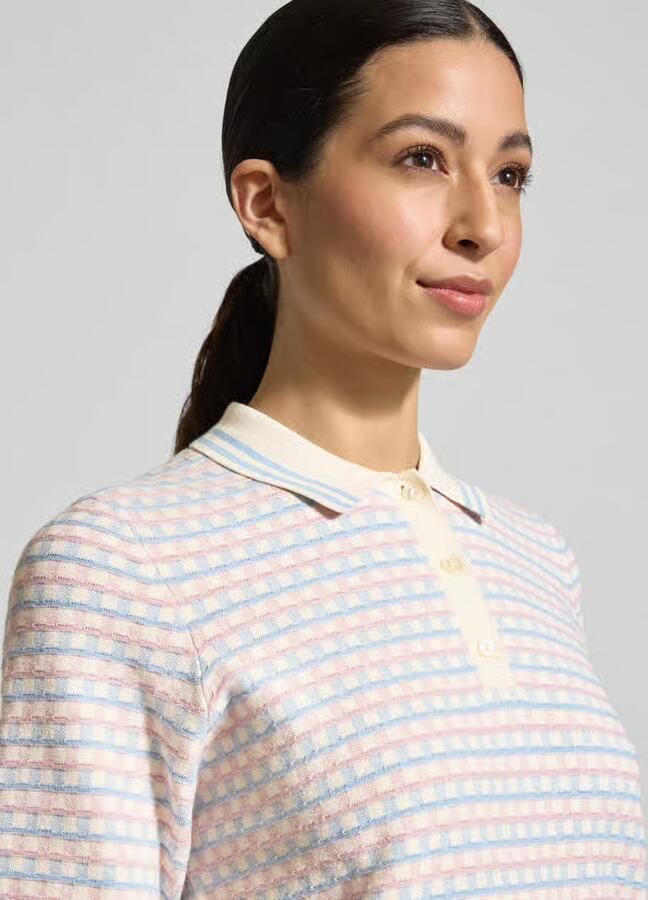 Jake*s Collection Gebreid shirt van viscosemix met polokraag