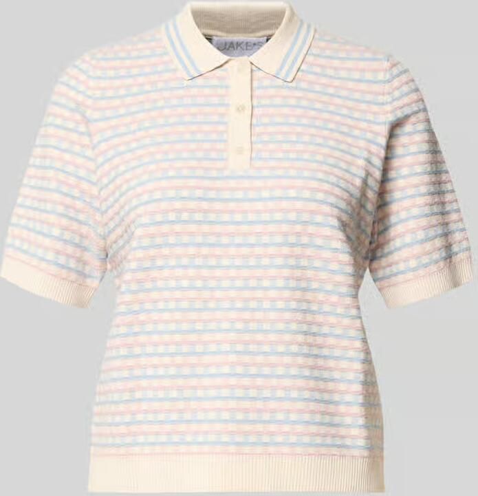 Jake*s Collection Gebreid shirt van viscosemix met polokraag - Foto 2