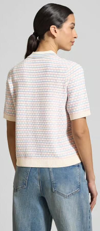 Jake*s Collection Gebreid shirt van viscosemix met polokraag - Foto 4