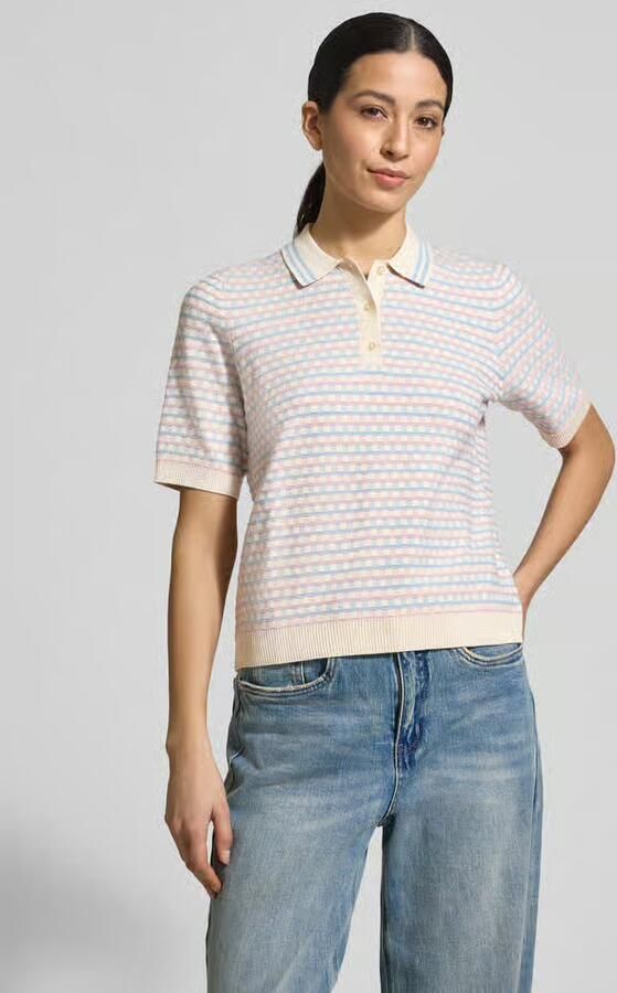 Jake*s Collection Gebreid shirt van viscosemix met polokraag - Foto 2