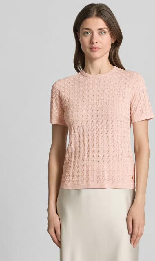 Jake*s Collection Gebreid shirt van viscosemix met ronde hals - Foto 2