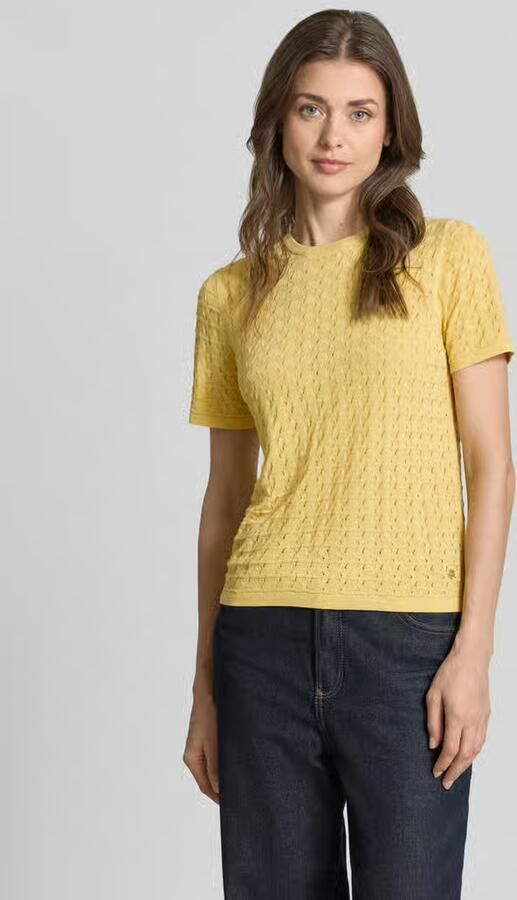 Jake*s Collection Gebreid shirt van viscosemix met ronde hals - Foto 3