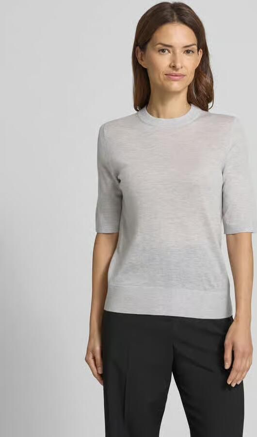 Jake*s Collection Gebreid shirt van wol met ronde hals - Foto 2