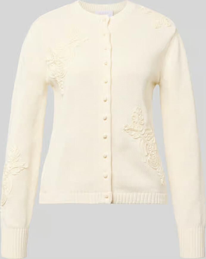 Jake*s Collection Gebreid vest met bloemenapplicaties - Foto 3