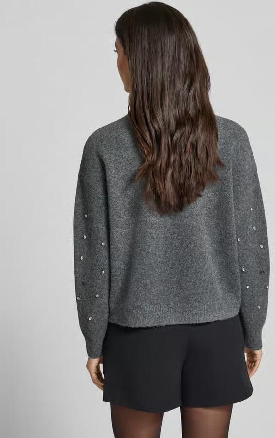 Jake*s Collection Gebreide pullover met wol en met siersteentjes