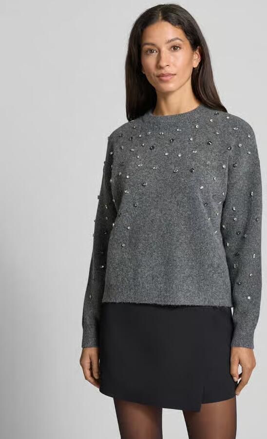 Jake*s Collection Gebreide pullover met wol en met siersteentjes - Foto 2