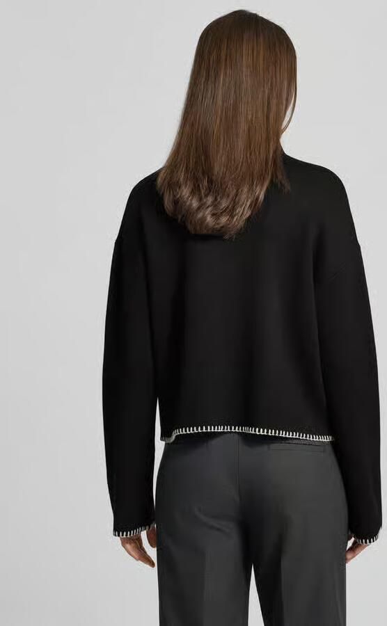 Jake*s Collection Gebreide pullover van viscosemix met opstaande kraag