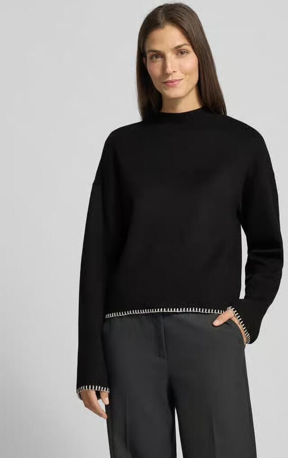 Jake*s Collection Gebreide pullover van viscosemix met opstaande kraag - Foto 2