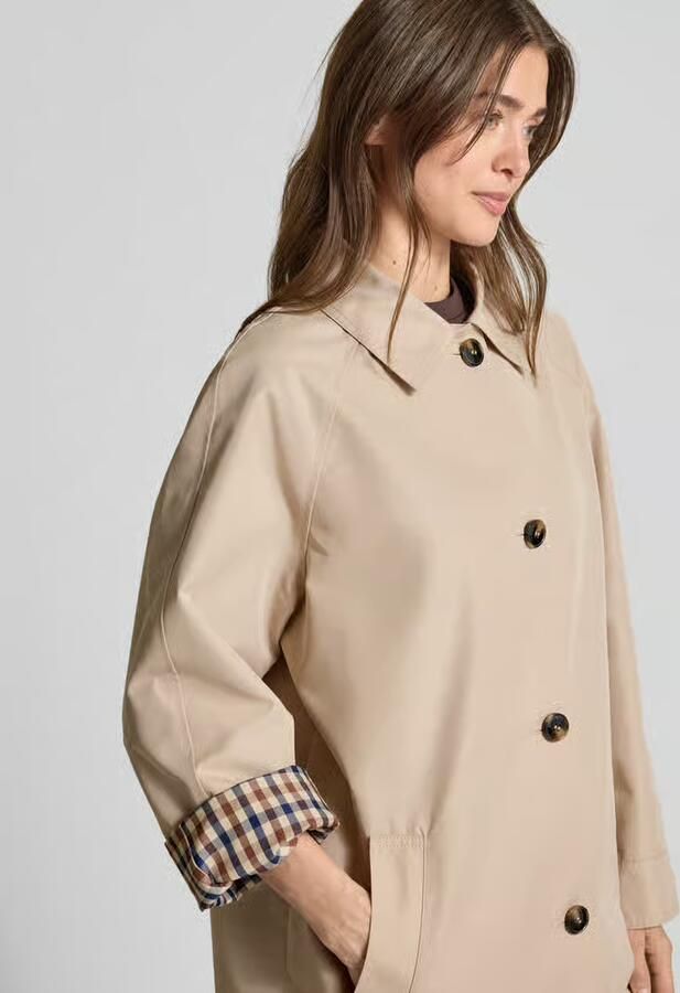 Jake*s Collection Getailleerd Trenchcoat met motief binnenkant
