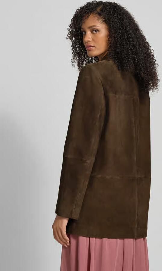 Jake*s Collection Leren jack met reverskraag en klepzakken