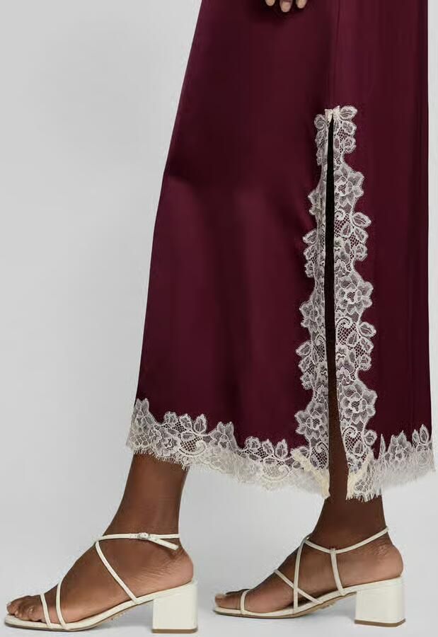 Jake*s Collection Maxi-jurk van viscose met kanten inzet