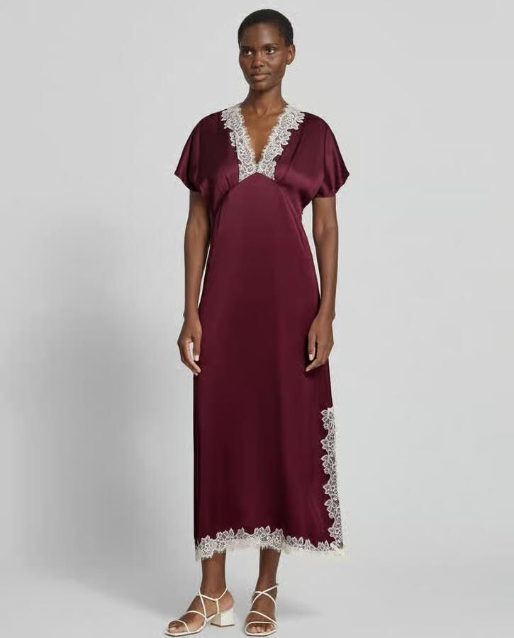 Jake*s Collection Maxi-jurk van viscose met kanten inzet - Foto 3