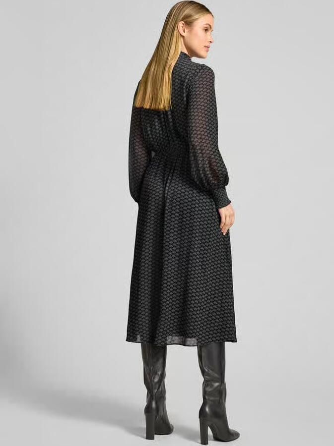 Jake*s Collection Midi-jurk met opstaande kraag met ruches