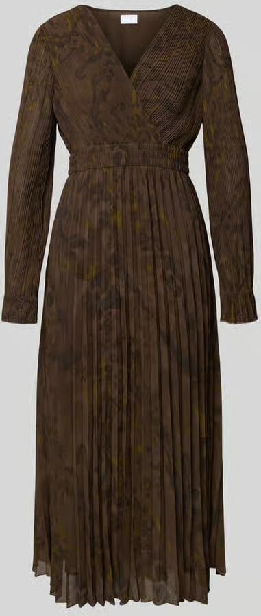 Jake*s Collection Midi-jurk met plissévouwen en V-hals - Foto 4