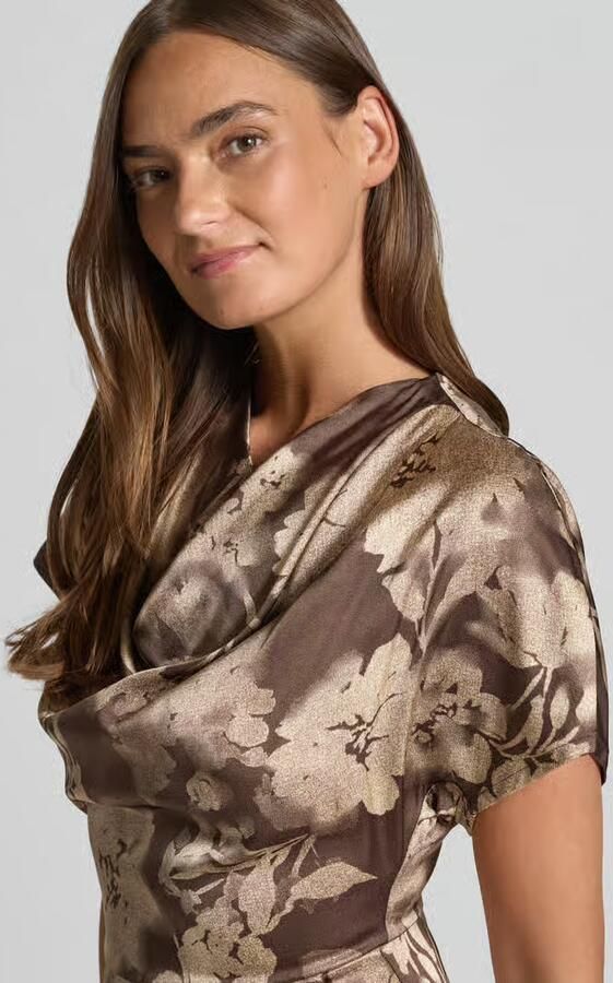 Jake*s Collection midi-jurk van viscose met cascadehals