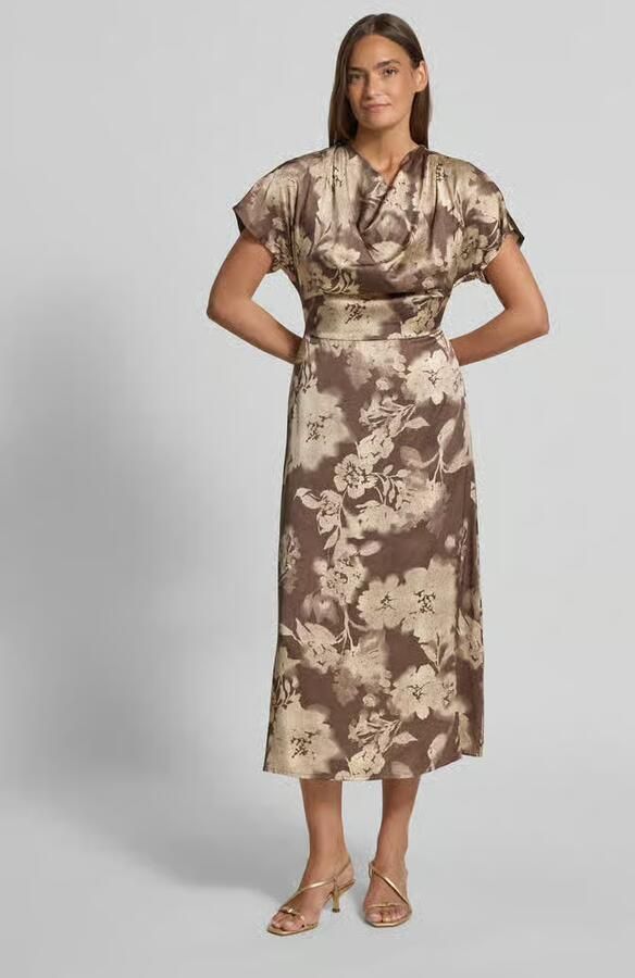 Jake*s Collection midi-jurk van viscose met cascadehals - Foto 2