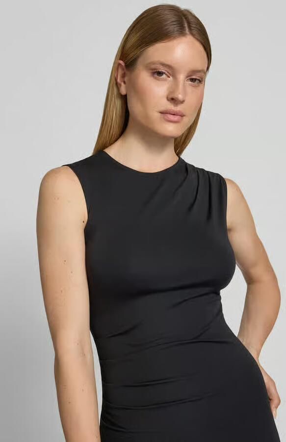 Jake*s Collection midi-jurk van viscosemix met draperieën