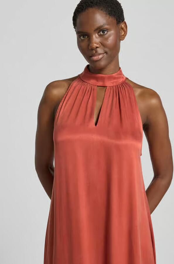 Jake*s Collection midi-jurk van viscosemix met halter - Foto 2