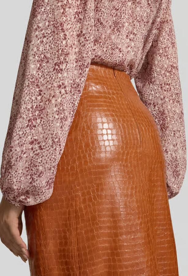Jake*s Collection Midirok in Leerlook met Loopsplit