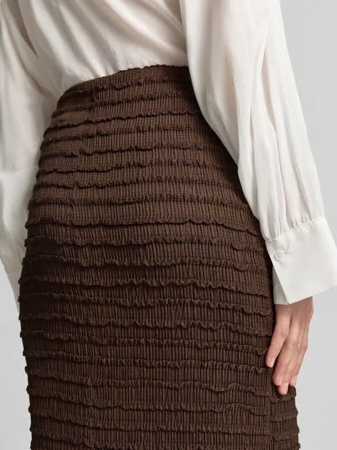 Jake*s Collection Midirok met structuurpatroon en elastische tailleband