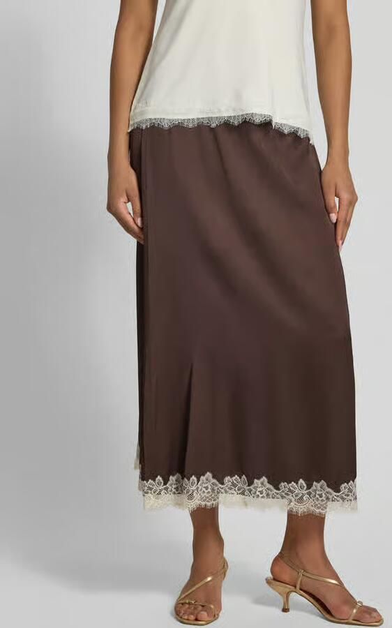 Jake*s Collection Midirok van viscose met kant - Foto 3