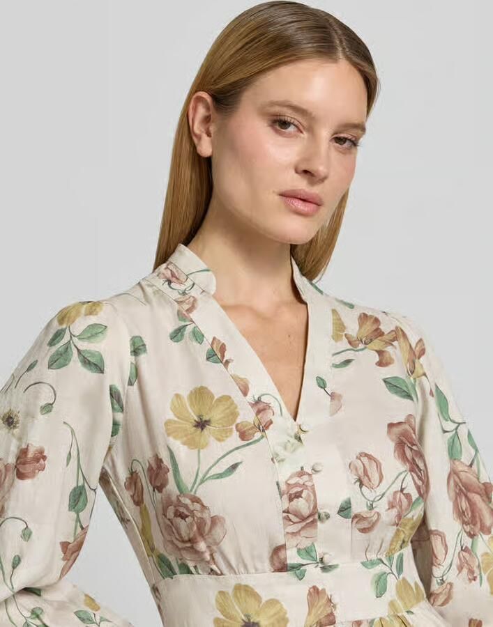Jake*s Collection Mini-jurk van linnen met knoopsluiting en Serafino-kraag