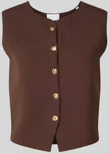 Jake*s Collection Mouwloos vest van viscosemix met ronde hals