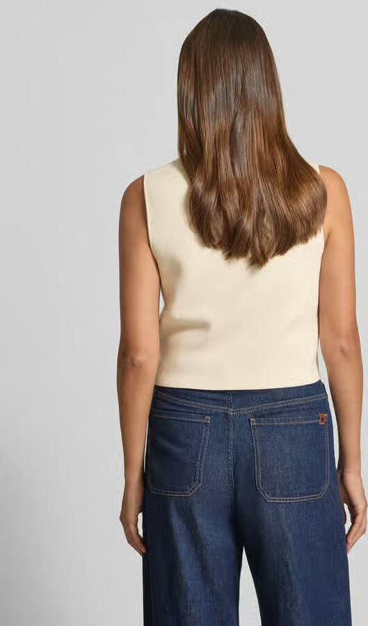 Jake*s Collection Mouwloos vest van viscosemix met ronde hals