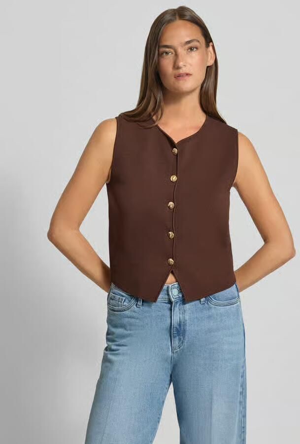 Jake*s Collection Mouwloos vest van viscosemix met ronde hals - Foto 2