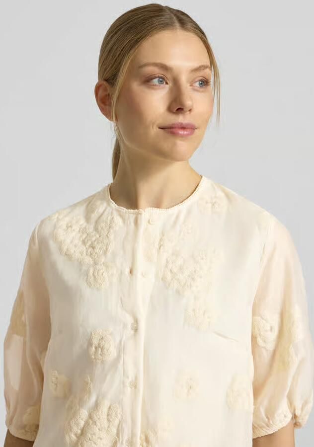 Jake*s Collection regular fit blouse met florale siergarnering