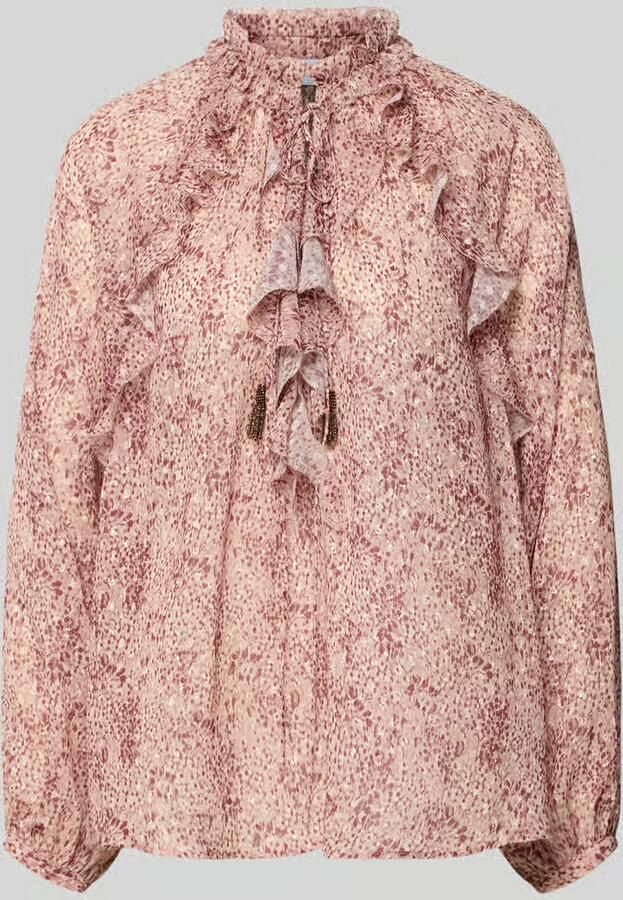 Jake*s Collection regular fit blouse met ruches en rijgveter - Foto 2