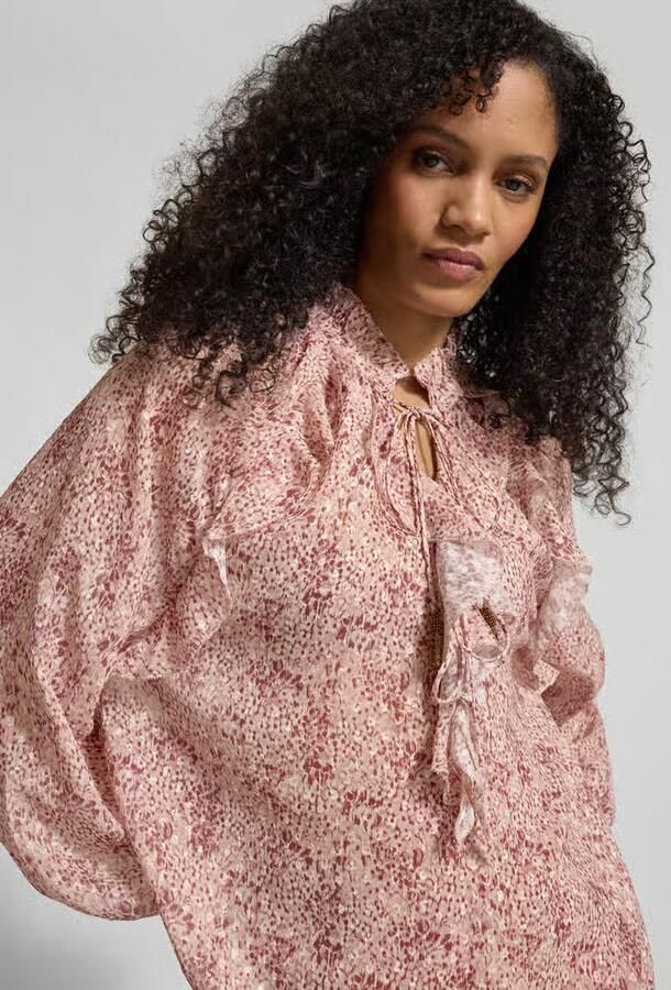 Jake*s Collection regular fit blouse met ruches en rijgveter