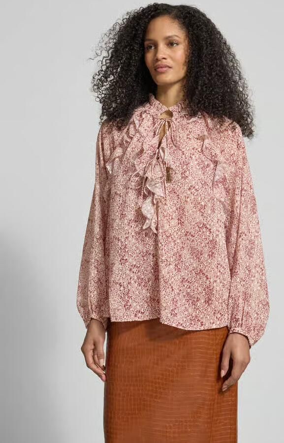Jake*s Collection regular fit blouse met ruches en rijgveter - Foto 3