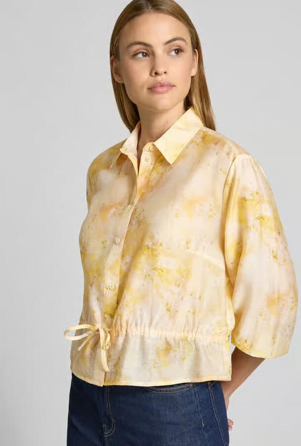Jake*s Collection regular fit blouse van mix van linnen en lyocell met 3 4-mouw
