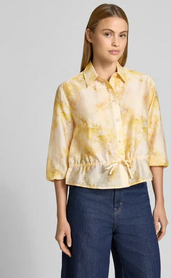 Jake*s Collection regular fit blouse van mix van linnen en lyocell met 3 4-mouw - Foto 2