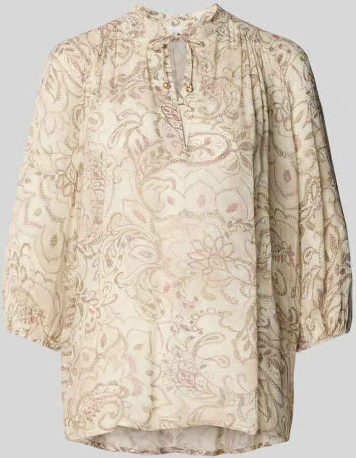 Jake*s Collection regular fit blouse van viscose met vetersluiting en 3 4-mouw - Foto 2