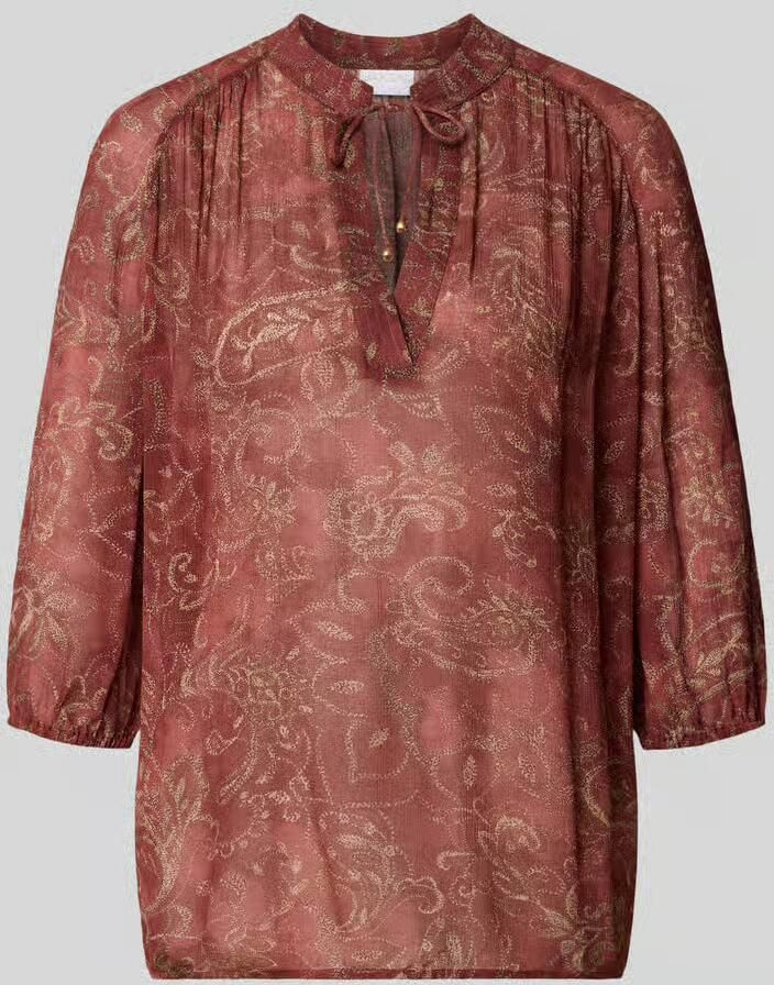 Jake*s Collection regular fit blouse van viscose met vetersluiting en 3 4-mouw - Foto 2