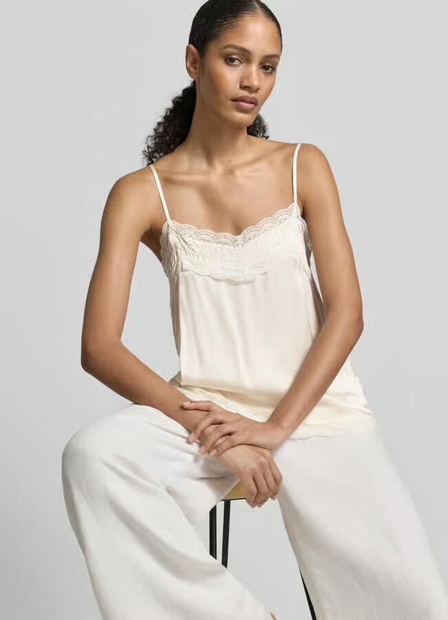 Jake*s Collection Regular fit blousetop met kant