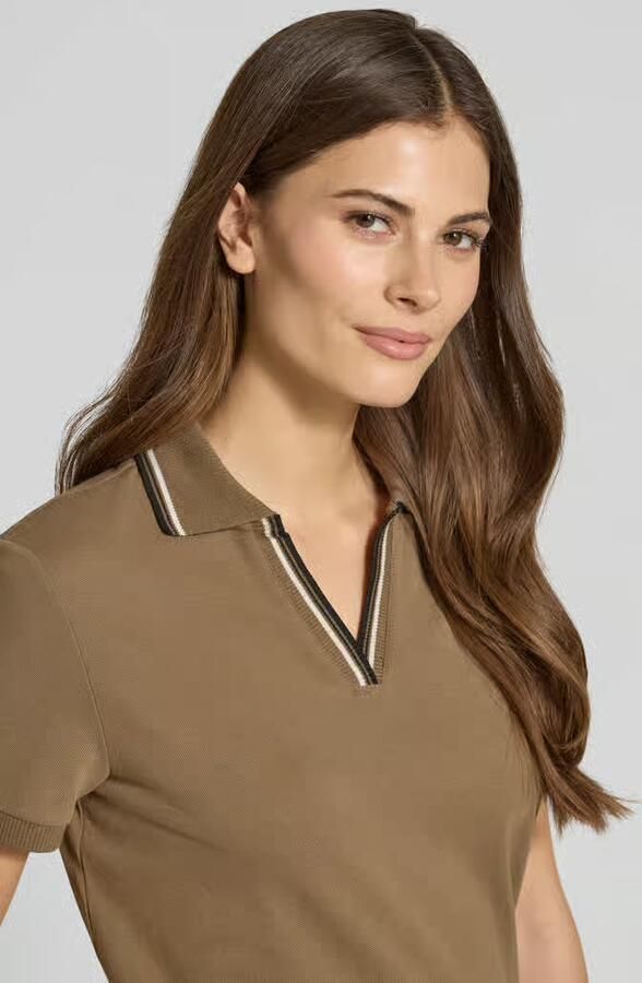 Jake*s Collection Regular fit poloshirt met V-hals en contraststrepen