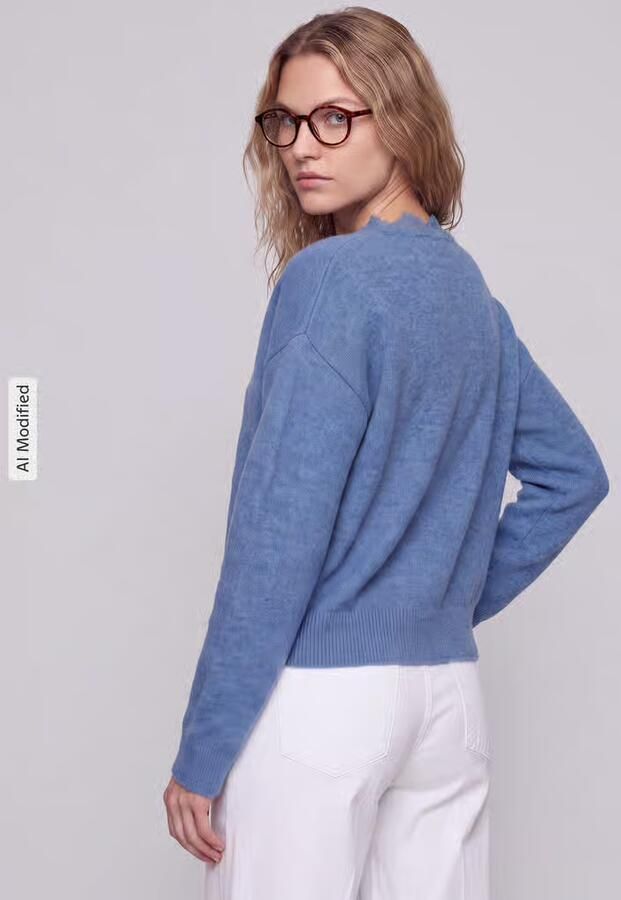 Jake*s Collection Pullover met kant aan de v-hals - Foto 3