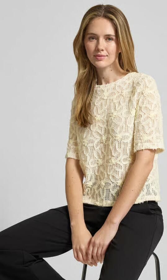 Jake*s Collection Regular fit T-shirt met bloemenapplicatie