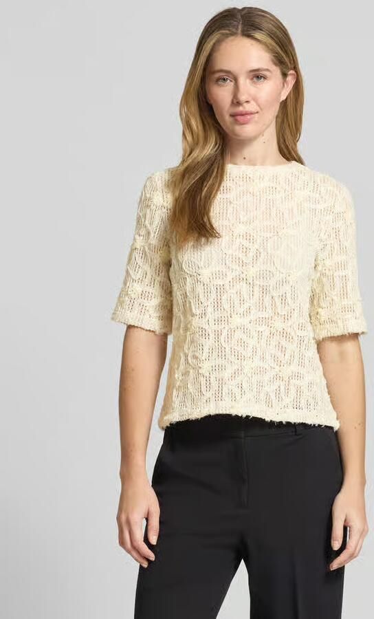 Jake*s Collection Regular fit T-shirt met bloemenapplicatie - Foto 3