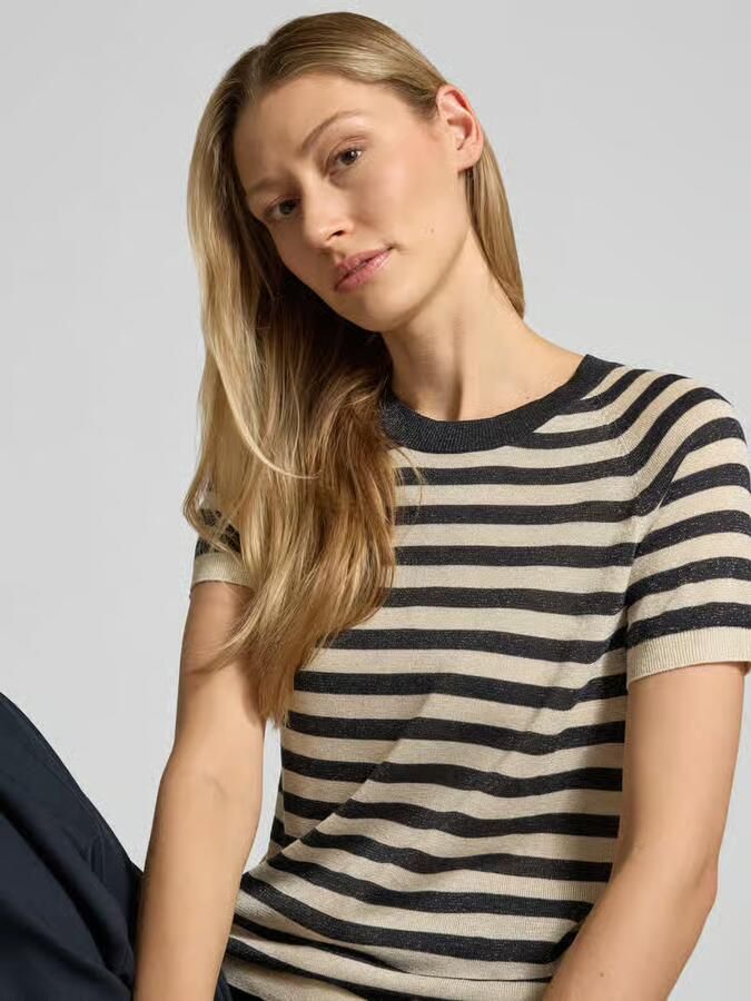 Jake*s Collection Regular fit T-shirt van viscosemix in gebreide look - Foto 2