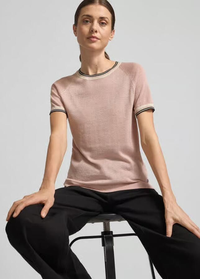 Jake*s Collection Regular fit T-shirt van viscosemix in gebreide look - Foto 2